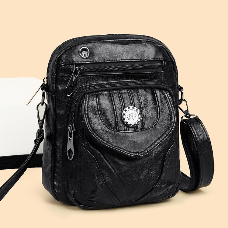 PU Small Square Bag with Lock Detail and Zip Closure - Black,Red,Yellow,Gray - One Size - Image 4