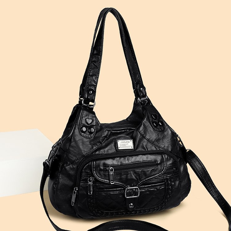 Woven PU Shoulder Crossbody Handbag with Zip Clasp - Spring 2025 - Image 3