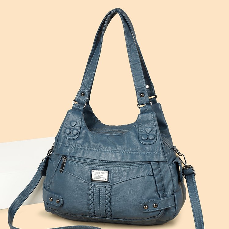 Woven PU Shoulder Crossbody Handbag with Zipper 2025 Summer - Image 4