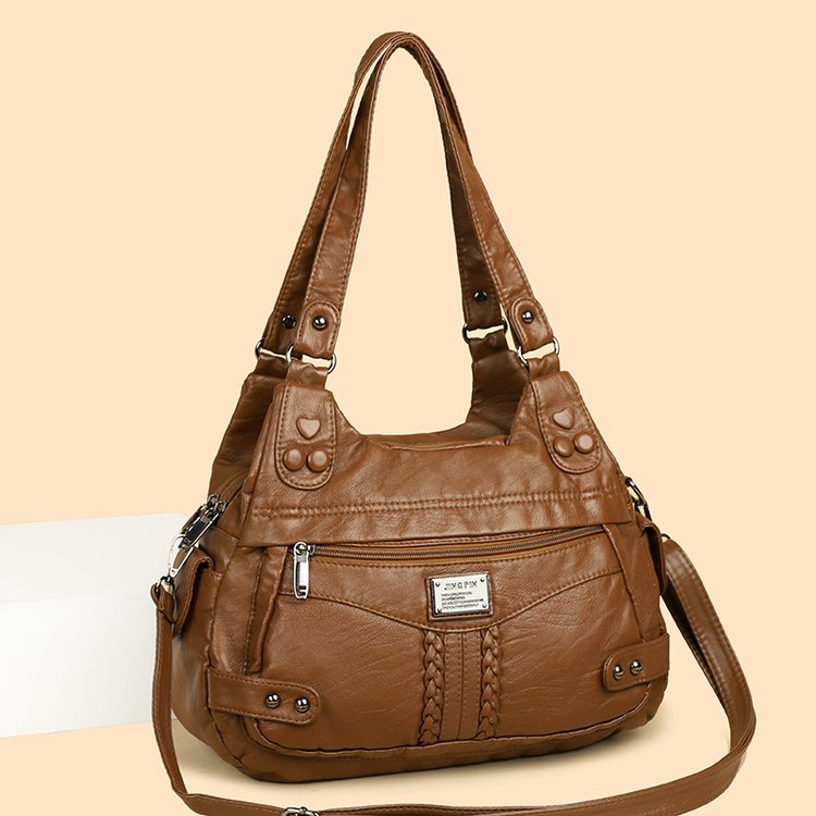 Woven PU Shoulder Crossbody Handbag with Zipper 2025 Summer - Image 3