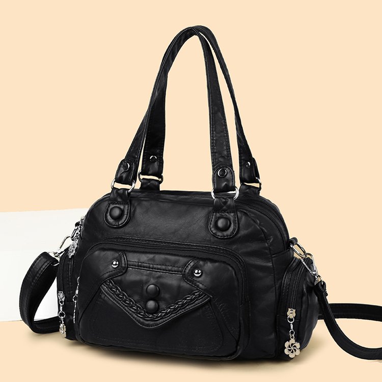 PU Spliced Shoulder Crossbody Handbag with Lock Zipper Closure Summer 2025 - Image 2