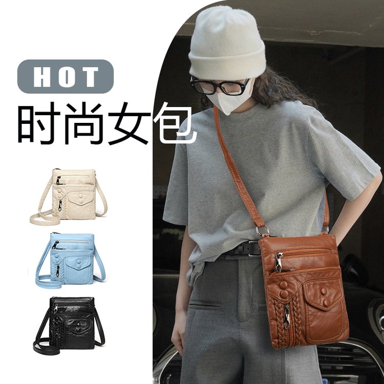 PU Envelope Shoulder Crossbody Bag with Magnetic Zip Closure