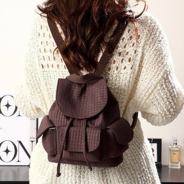 Nylon Flap Backpack with Stitching Detail - Summer 2025 - Image 2