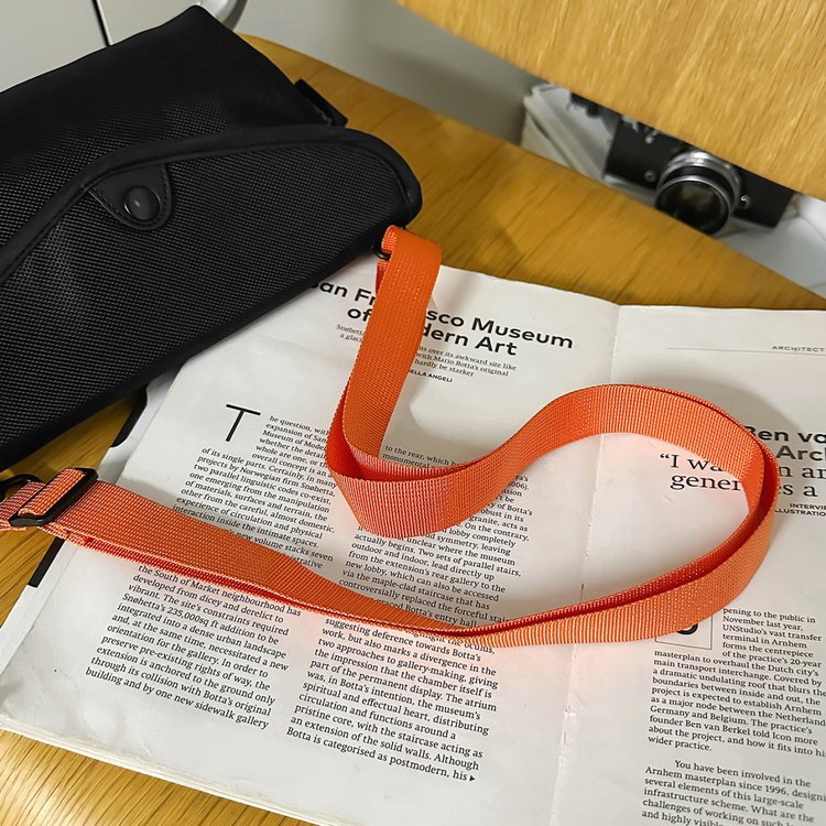 Women's PU Underarm Bag with Flap Closure - Black Orange - Image 4