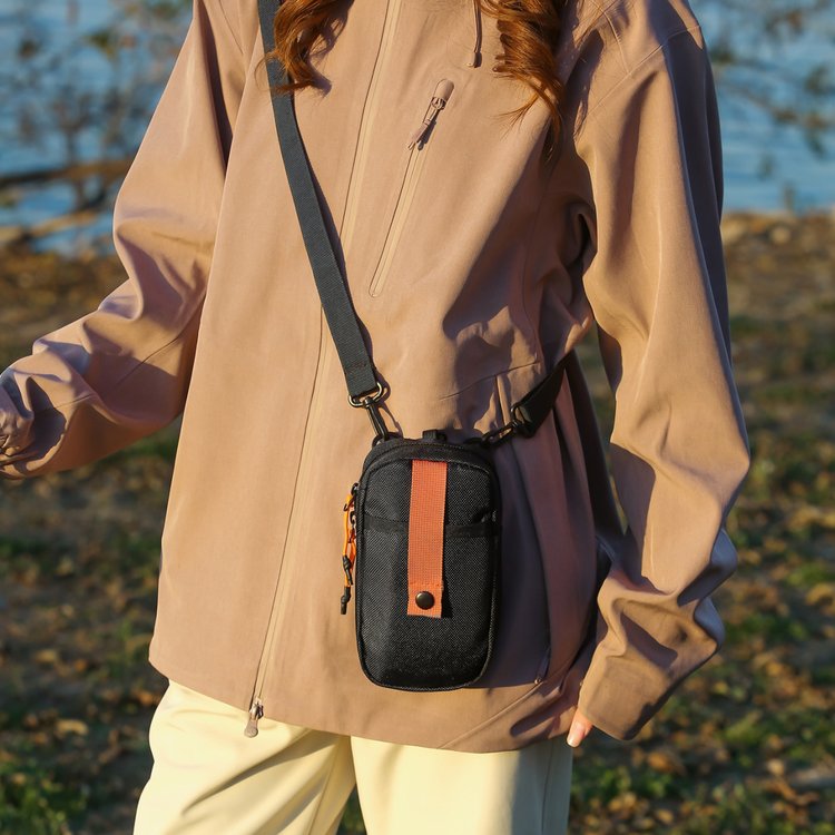 Women's One-Shoulder Bag with Zipper Closure, Black and Orange, Summer 2026 - Image 3
